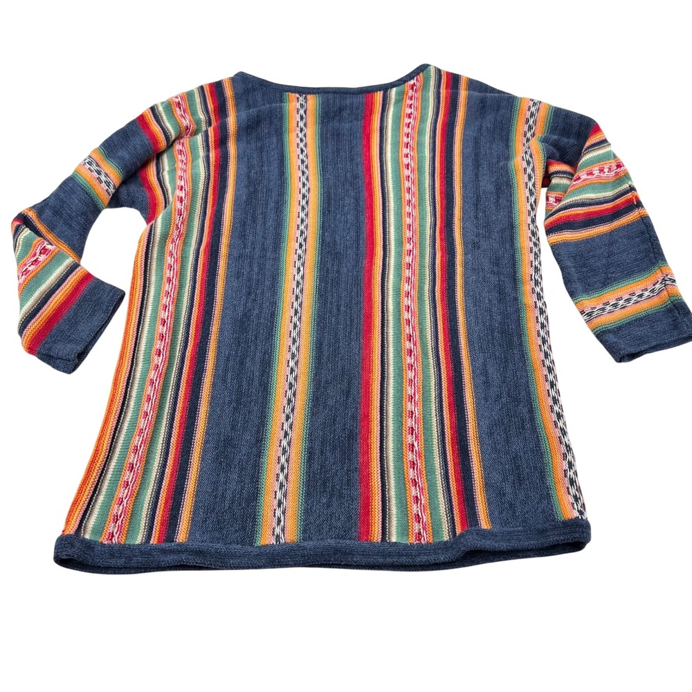 Chaps Petite Womens Multicolor Vertical Striped Knit Boat Neck Sweater Size PL‎
